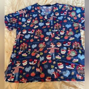 Thanksgiving Scrub Top Tafford Uniforms Size small